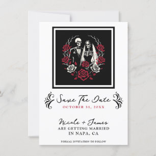 Rouges & Noires Roses Blanches Squelette Carte de