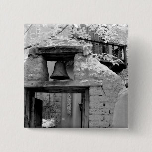 Rough adobe bell in entryway, Santa Fe, New 2 Inch Square Button