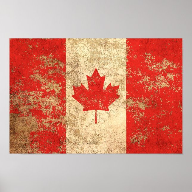 Rough Aged Vintage Canadian Flag Poster (Front)