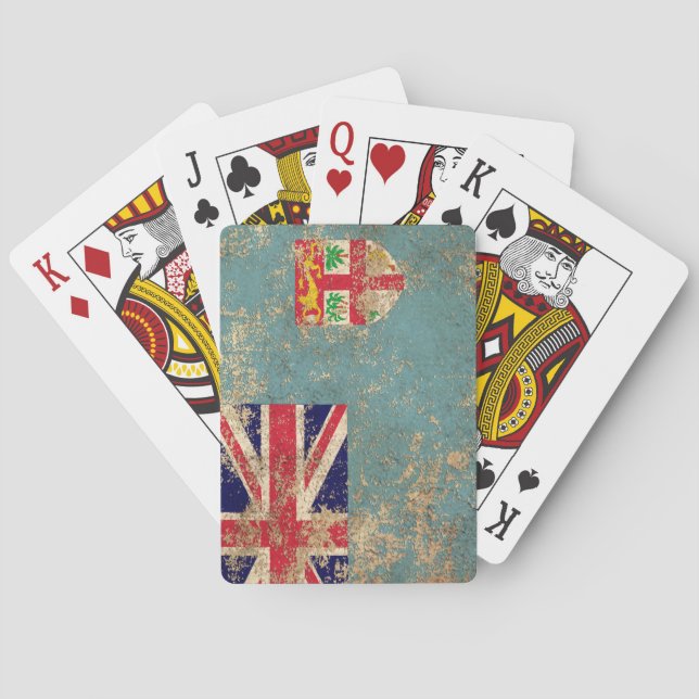 Rough Aged Vintage Fiji Flag Playing Cards (Back)