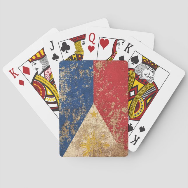 Rough Aged Vintage Filipino Flag Playing Cards (Back)