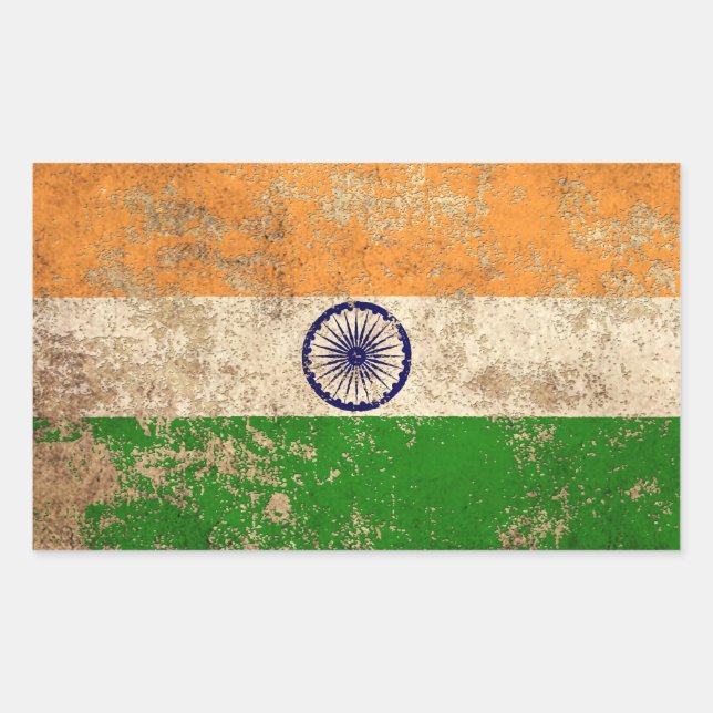 Rough Aged Vintage Indian Flag Sticker (Front)