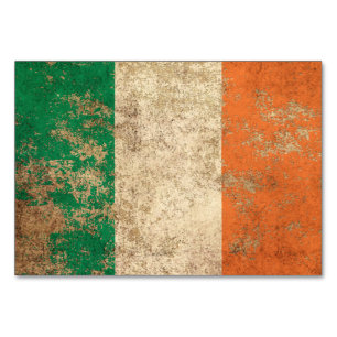 Rough Aged Vintage Irish Flag Table Number