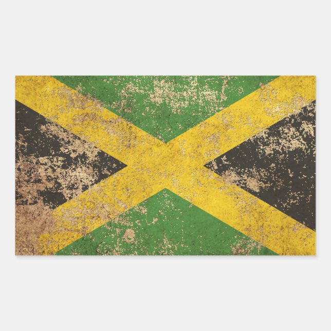 Rough Aged Vintage Jamaican Flag Sticker (Front)
