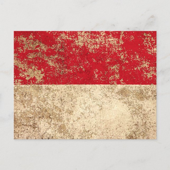 Rough Aged Vintage Monaco Flag Postcard (Front)