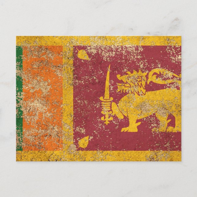 Rough Aged Vintage Sri Lanka Flag Postcard (Front)