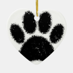 Rough And Distressed Dog Paw Print Ceramic Ornament