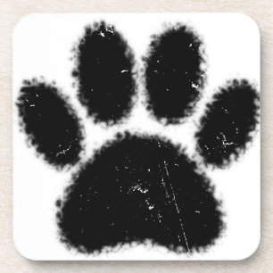 Rough And Distressed Dog Paw Print Coaster