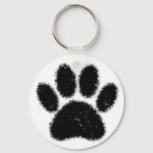 Rough And Distressed Dog Paw Print Keychain