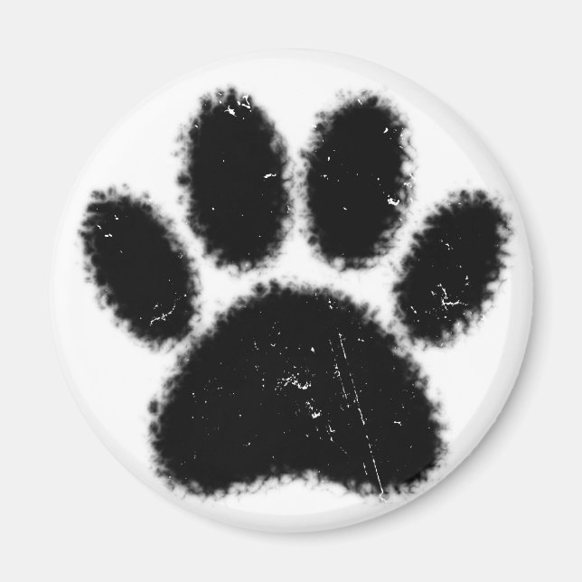 Rough And Distressed Dog Paw Print Magnet (Front)