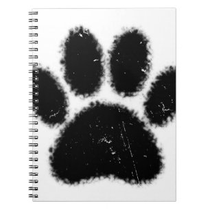 Rough And Distressed Dog Paw Print Notebook