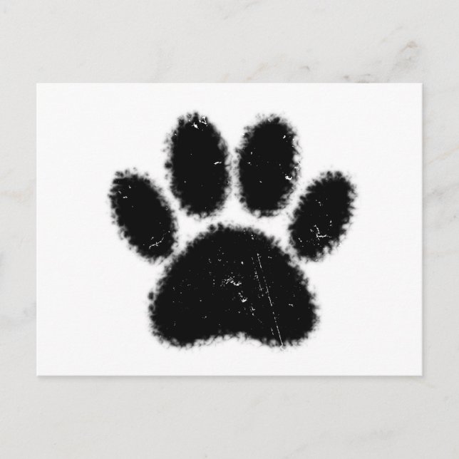 Rough And Distressed Dog Paw Print Postcard (Front)
