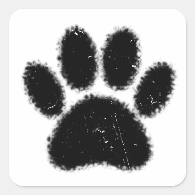 Rough And Distressed Dog Paw Print Square Sticker (Front)