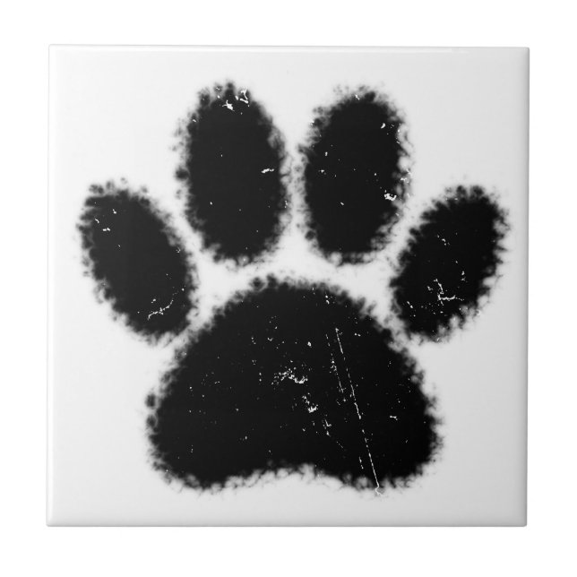 Rough And Distressed Dog Paw Print Tile (Front)