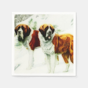rough and smooth St Bernard - painting  Napkin