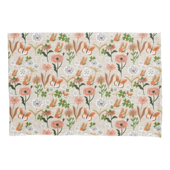 Rough Bamboo Floral Daisy Shamrocks Farmhouse Pillowcase (Front-Left)