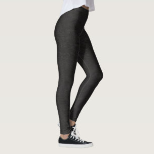 Rough Black Leather Print Leggings