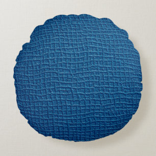 Rough blue leather round pillow
