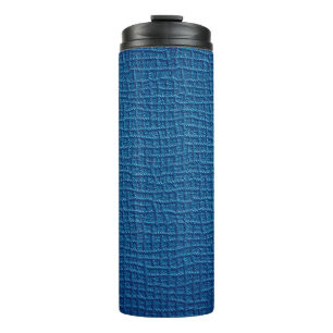 Rough blue leather thermal tumbler