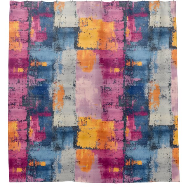 Rough Brushstroke Print Shower Curtain (Front)
