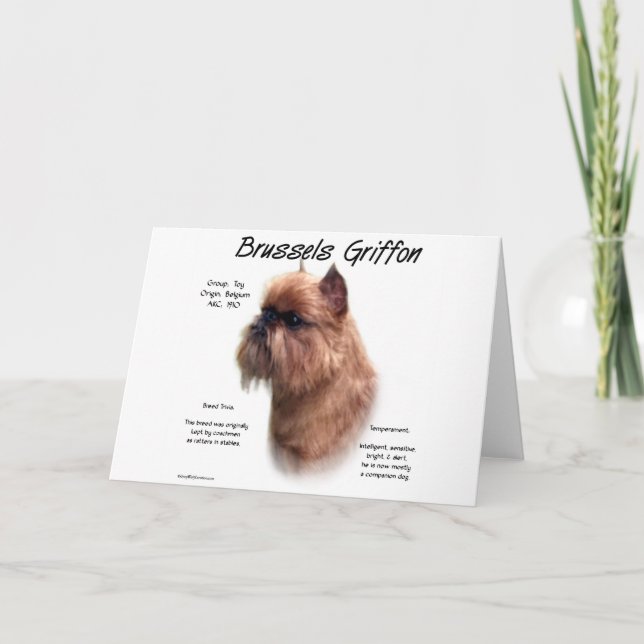 Rough Brussels Griffon History Holiday Card (Front)