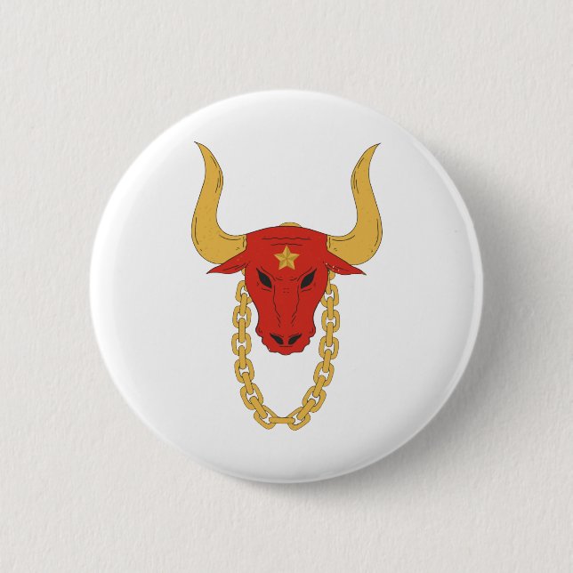 Rough bull | Bull | OX 2 Inch Round Button (Front)
