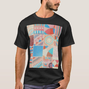 Rough Canvas Patchwork: Textured Vintage Pattern T-Shirt