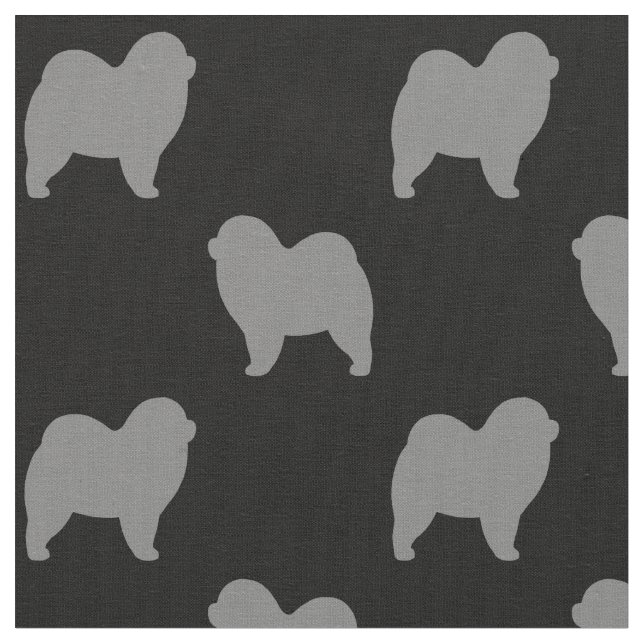 Rough Chow Chow Dog Silhouettes Patterned Fabric (Close Up)