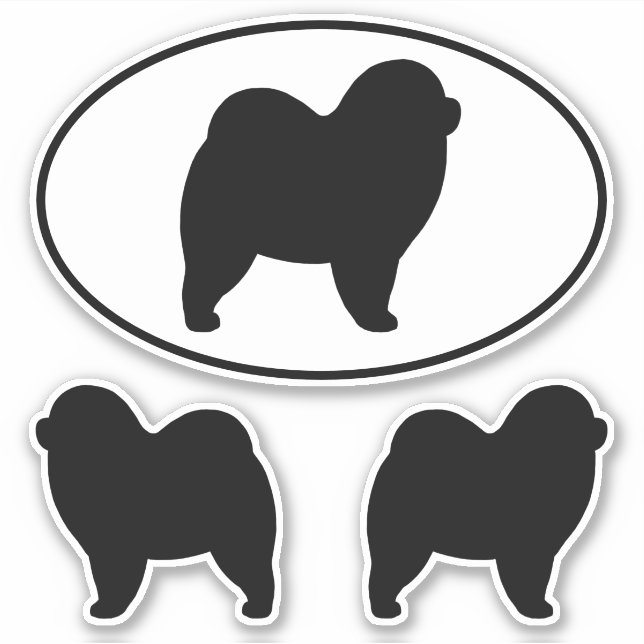 Rough Chow Chow Dog Silhouettes Vinyl Sticker Set (Front)