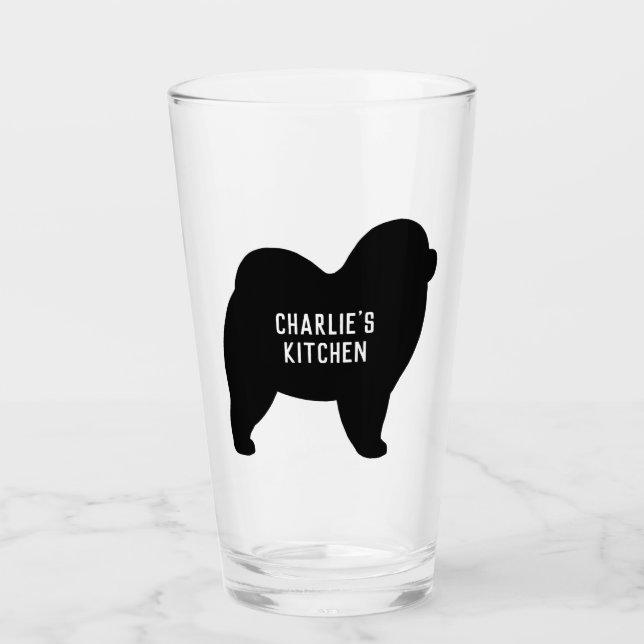 Rough Chow Silhouette Custom Dog Lover's Glass (Front)