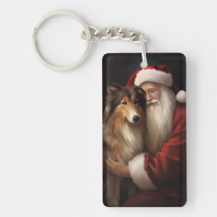 Rough Collie Avec Noël Festif Du Père Noël