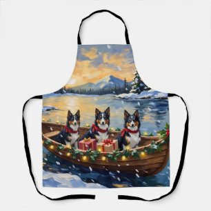 Rough Collie Christmas Boat Holiday Apron