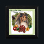 Rough Collie Christmas Gift Box<br><div class="desc">Lovely Christmas holiday rough sable collie art design makes a beautiful Christmas gift. Have yourself a holly collie Christmas!</div>