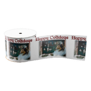 Rough Collie Christmas Grosgrain Ribbon