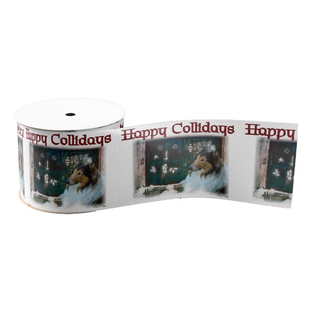Rough Collie Christmas Grosgrain Ribbon (Spool)
