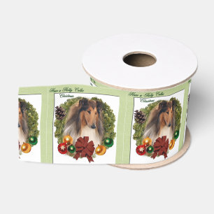 Rough Collie Christmas Grosgrain Ribbon