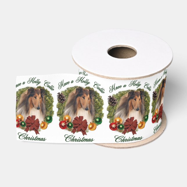 Rough Collie Christmas Grosgrain Ribbon (Spool)