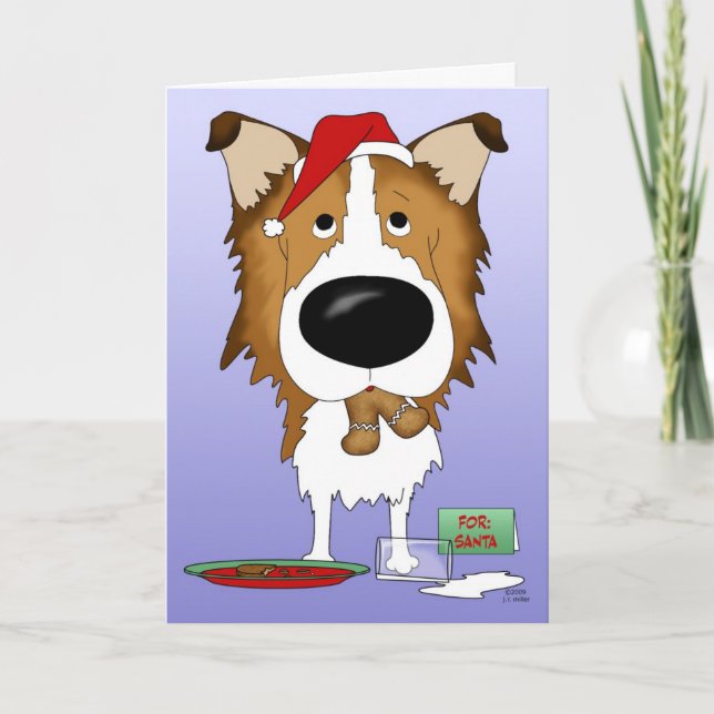 Rough Collie Christmas Holiday Card (Front)
