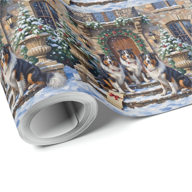 Rough Collie Christmas Scottish Highland Estate Wrapping Paper (Roll Corner)