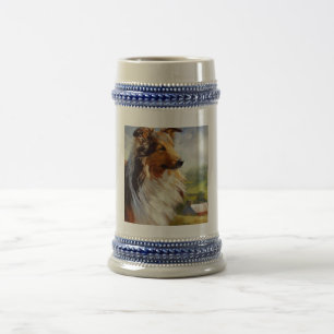 Rough Collie Dog Beer Stein