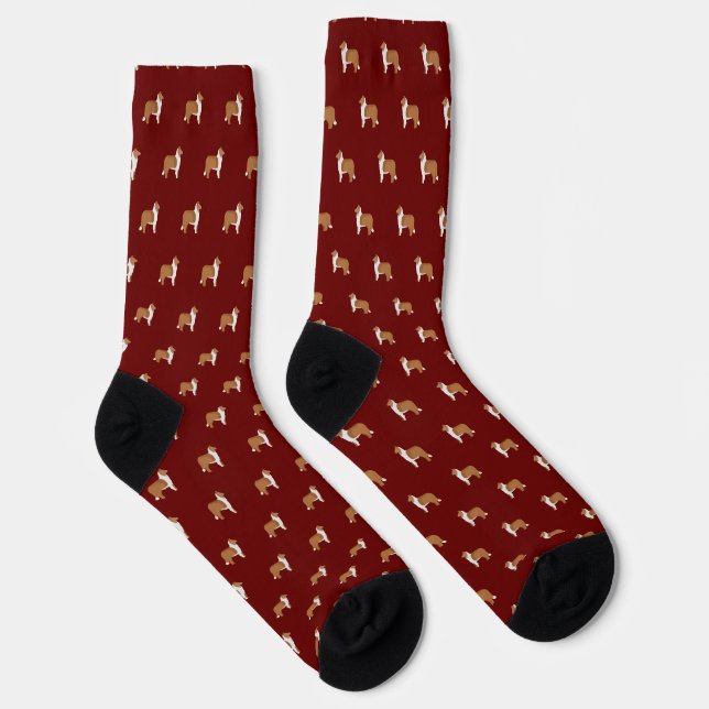 Rough Collie Dog Breeds Pattern Socks (Right)