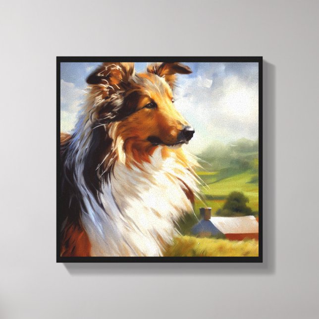 Rough Collie Dog Canvas Print (Front)