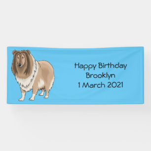 Rough collie dog cartoon illustration banner