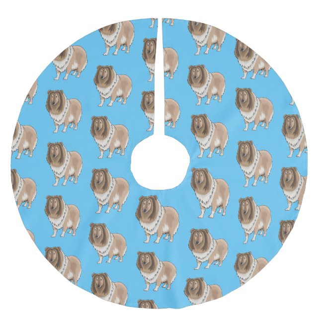 Rough collie dog cartoon illustration  brushed polyester tree skirt (Front)