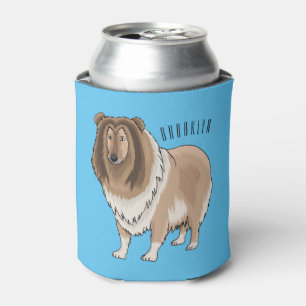 Rough collie dog cartoon illustration can cooler