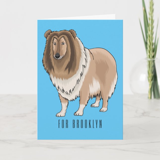 Rough collie dog cartoon illustration card (Front)