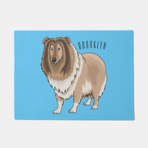 Rough collie dog cartoon illustration  doormat