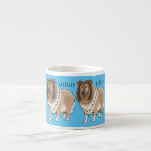 Rough collie dog cartoon illustration espresso cup