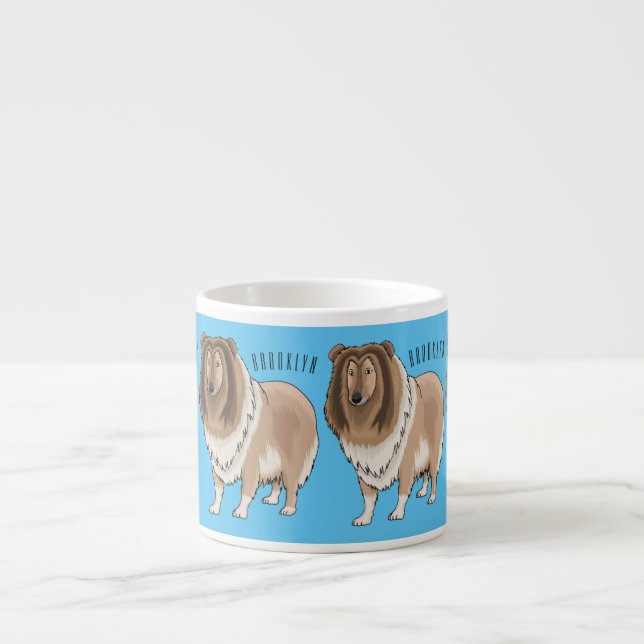 Rough collie dog cartoon illustration  espresso cup (Front)