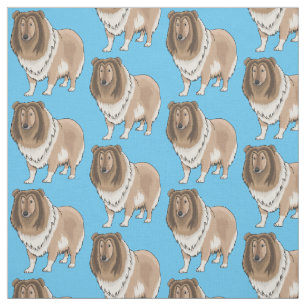 Rough collie dog cartoon illustration  fabric